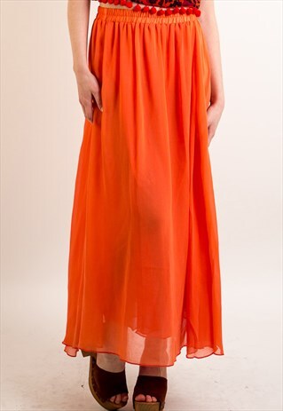CHIFFON MAXI SKIRT (ORANGE)