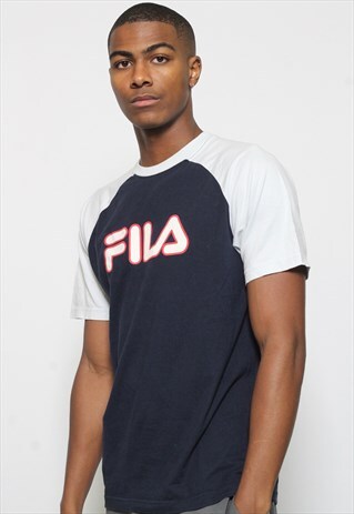 VINTAGE FILA LOGO T-SHIRT NAVY