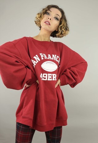 VINTAGE OVERSIZED REEBOK SWEATER SWEATSHIRT RED