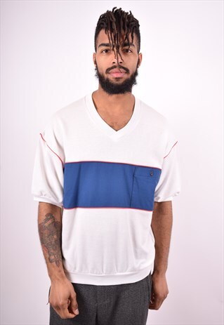 MENS VINTAGE T-SHIRT TOP LARGE WHITE 90'S