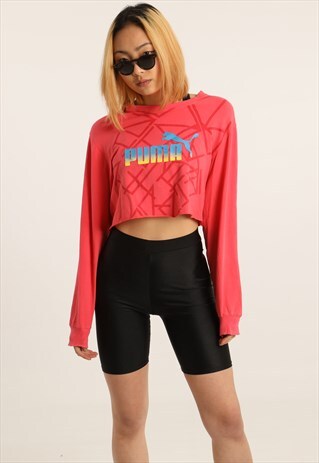 VINTAGE PUMA PRINTED CROPPED SWEATSHIRT