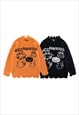 GHOST PRINT SWEATER SPOOKY JUMPER HALLOWEEN PULLOVER BLACK