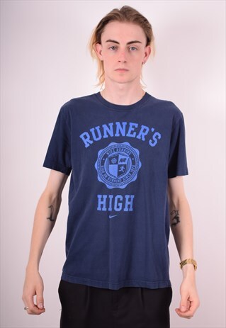 NIKE MENS VINTAGE T-SHIRT TOP MEDIUM BLUE 90S