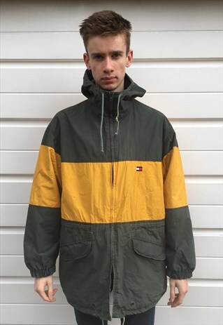 MENS VINTAGE 80S 90S TOMMY HILFIGER JACKET FESTIVAL ZIPPER
