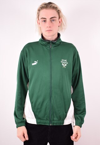 PUMA MENS VINTAGE TRACKSUIT TOP JACKET MEDIUM GREEN 90S