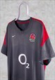 NIKE ENGLAND RUGBY SHIRT JERSEY 2010 GREY RED XXL