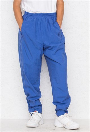VINTAGE RETRO BLUE ADIDAS TRACK JOGGERS BOTTOMS