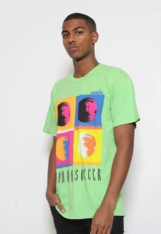 VINTAGE DIADORA PRINT LOGO FOOTBALL T-SHIRT