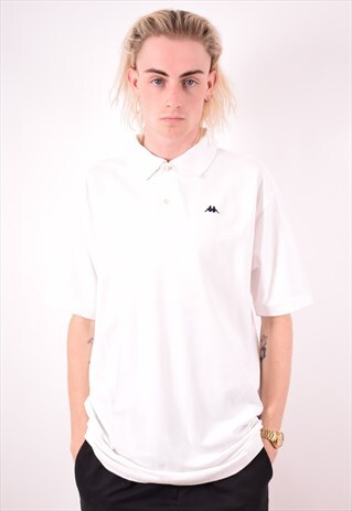 KAPPA MENS VINTAGE POLO SHIRT XXL WHITE 90S