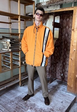 Vintage y2k ski suit winter warm puffer bomber jacket orange