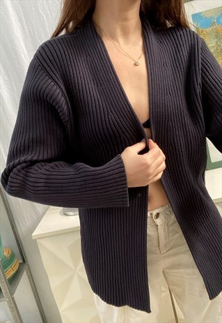 VINTAGE 90S SIGNATURE EXPERIENCE OPEN FRONT RIB KNIT JUMPER
