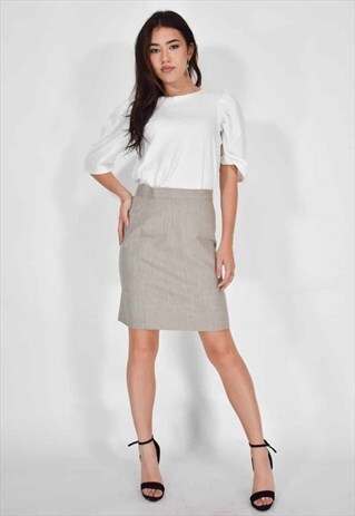 LAURA BIAGIOTTI ELEGANT GRAY LONG SKIRT IN WOOL