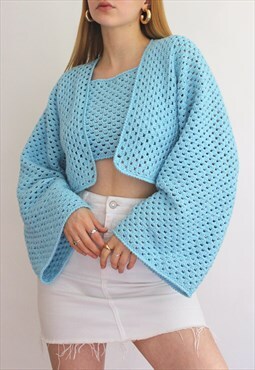 Baby Blue Crochet Cara Cardigan
