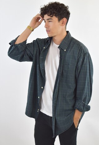 VINTAGE 90S BLUE GREEN CHECKERED TOMMY HILFIGER SHIRT