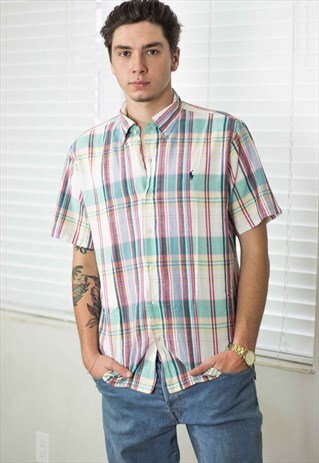 VINTAGE RALPH LAUREN CHECKED SHIRT 90S S 5.0