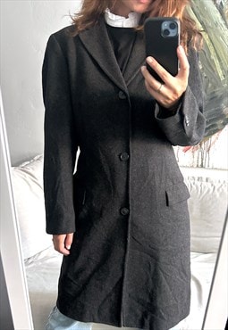 Classy Grey Wool Unisex Coat - L