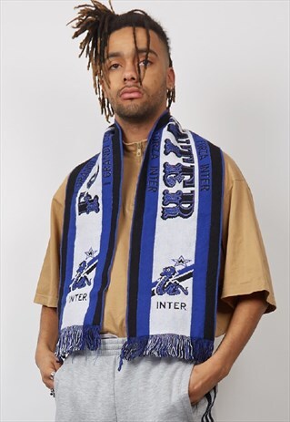 VINTAGE BLUE/BLACK FORZA INTER FOOTBALL SCARF