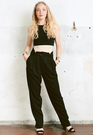VINTAGE 90S HIGH WAISTED BLACK TROUSERS
