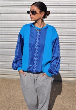Y2K vintage reworked Fila logo tracksuit panel sweatshirt