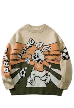 Footballer sweater grunge bunny knitwear jumper in brown