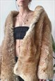 VINTAGE 00'S Y2K BEIGE OVERSIZED WARM FAUX FUR OVERCOAT