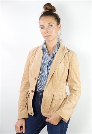 VINTAGE RALPH LAUREN CORDUROY BLAZER JACKET BEIGE SMALL