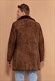 VINTAGE 90'S MEN SHERPA COAT IN BROWN