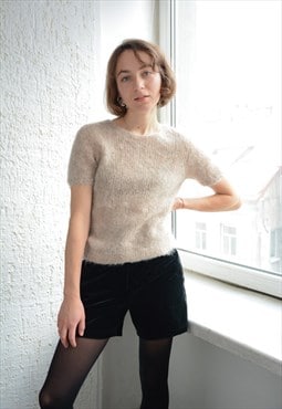 Vintage Beige Soft Wool Top