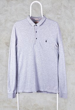 Vintage Grey All Saints Polo Shirt Long Sleeve Small