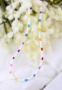 Multicolour Seed Beaded Choker Necklace 90s Y2K Jewellery 