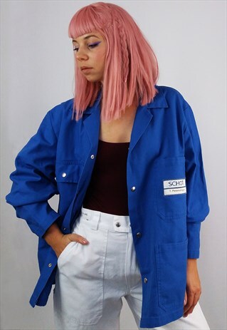 VINTAGE 90'S UNISEX WORKER CHORE JACKET IN BLUE