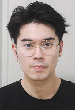 OCTAGON ROUND GLASSES WITH DOUBLE BROW - GOLD