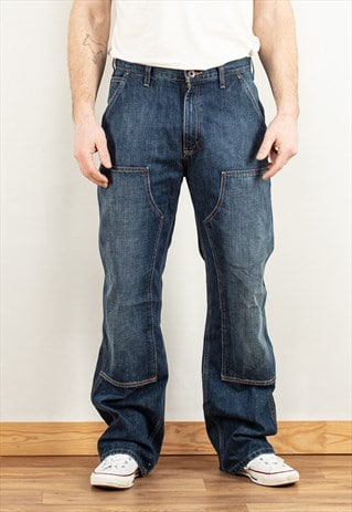 Vintage 90's Men Carhartt Double Knee Jeans in Blue