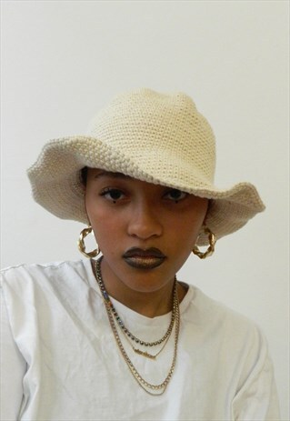 CREAM CROCHET HAT