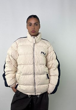 Cream 90s FILA Puffer Jacket Coat 