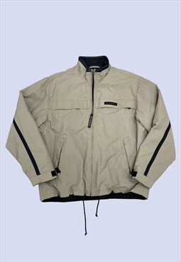 90s Beige Nylon Zip High Neck Casual Jacket