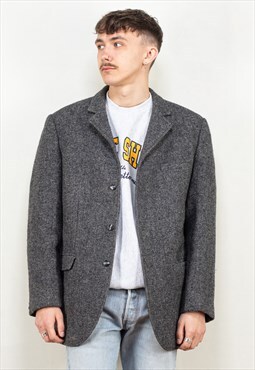 Vintage 90's Men Harris Tweed Blazer in Grey