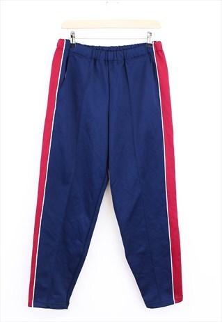 Vintage Sports Joggers Navy Red Colour Block Stretchy 90s 