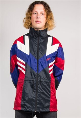 90'S ADIDAS VINTAGE COLOURBLOCK CAGOULE JACKET COAT FESTIVAL