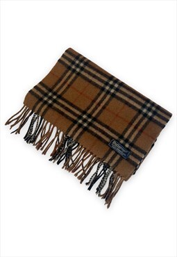 Burberry scarf brown nova check wool woolly tassel Unisex