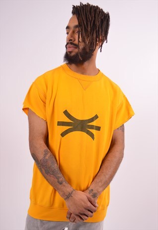 NIKE MENS VINTAGE SWEATSHIRT JUMPER LARGE YELLOW 90S