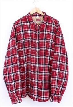 Vintage Wrangler Check Shacket Red Fleece Lined Button Up