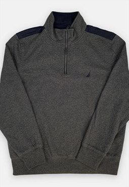 Vintage Nautica embroidered grey 1/4 sweatshirt size L