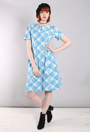 VINTAGE 60S TEXTURED CHECK SKATER DRESS