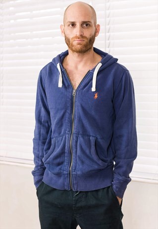 VINTAGE POLO RALPH LAUREN HOODIE SWEATSHIRT LOGO 90S S 22.5