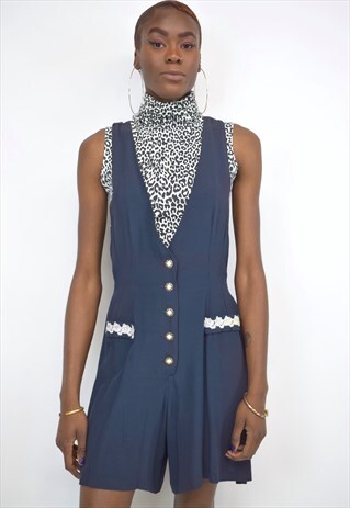 VINTAGE 90S NAVY BUTTONED UP PLAYSUIT