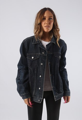 VINTAGE DENIM JACKET OVERSIZED FITTED UK 16 XL (EHDN)