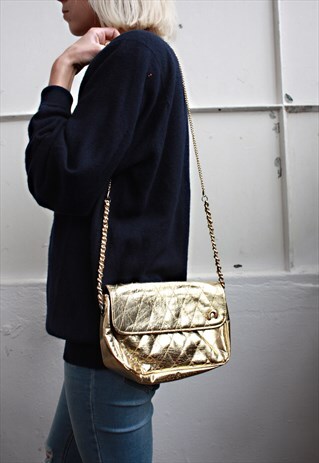 VINTAGE 80' AMAZING BEAUTIFUL SHINY GOLD LITTLE BAG