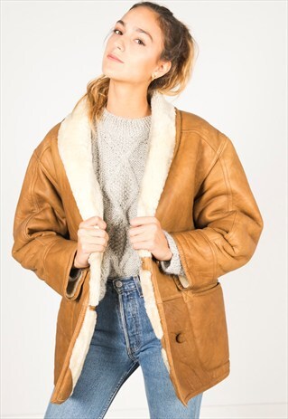 VINTAGE 80S WINTER SHEEPSKIN COAT / R046
