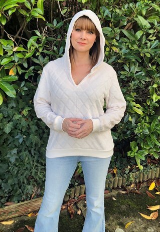 CREAM VELOUR TEDDY BEAR HOODY